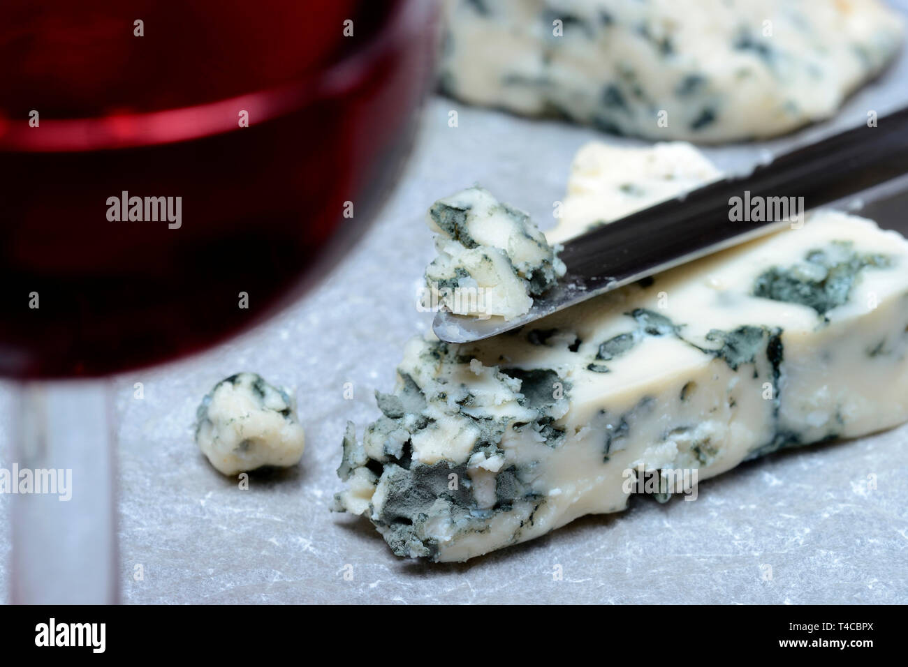 Il Roquefort, Blauschimmelkaese Foto Stock