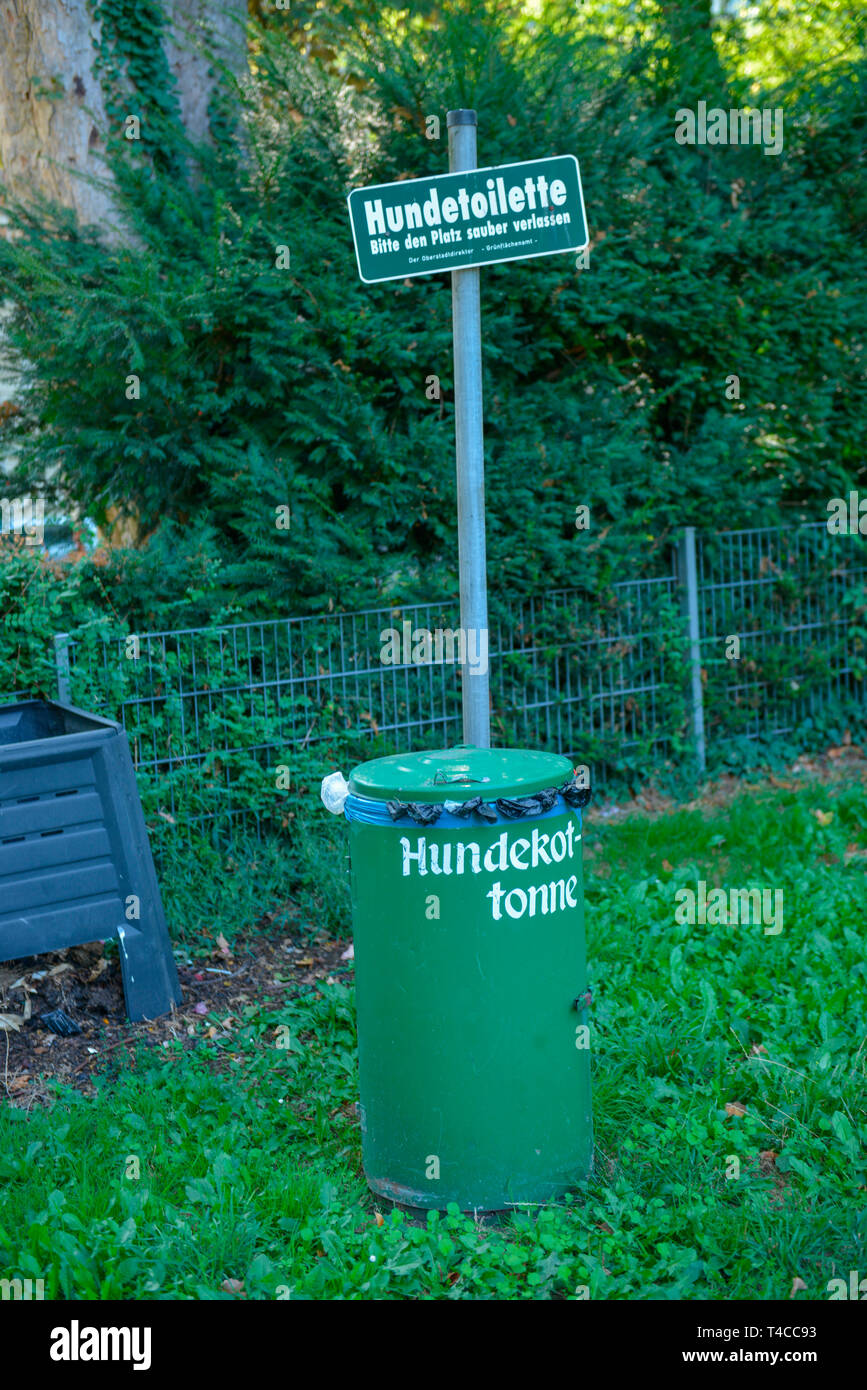 Hundekot-Tonne, Westpark, Aachen, Nordrhein-Westfalen, Deutschland, Hundetoilette Foto Stock