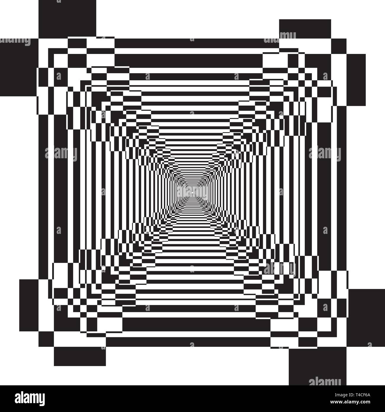 Arabesque nero scale astratta infinita prospettiva piramidale su sfondo trasparente graphic design Illustrazione Vettoriale