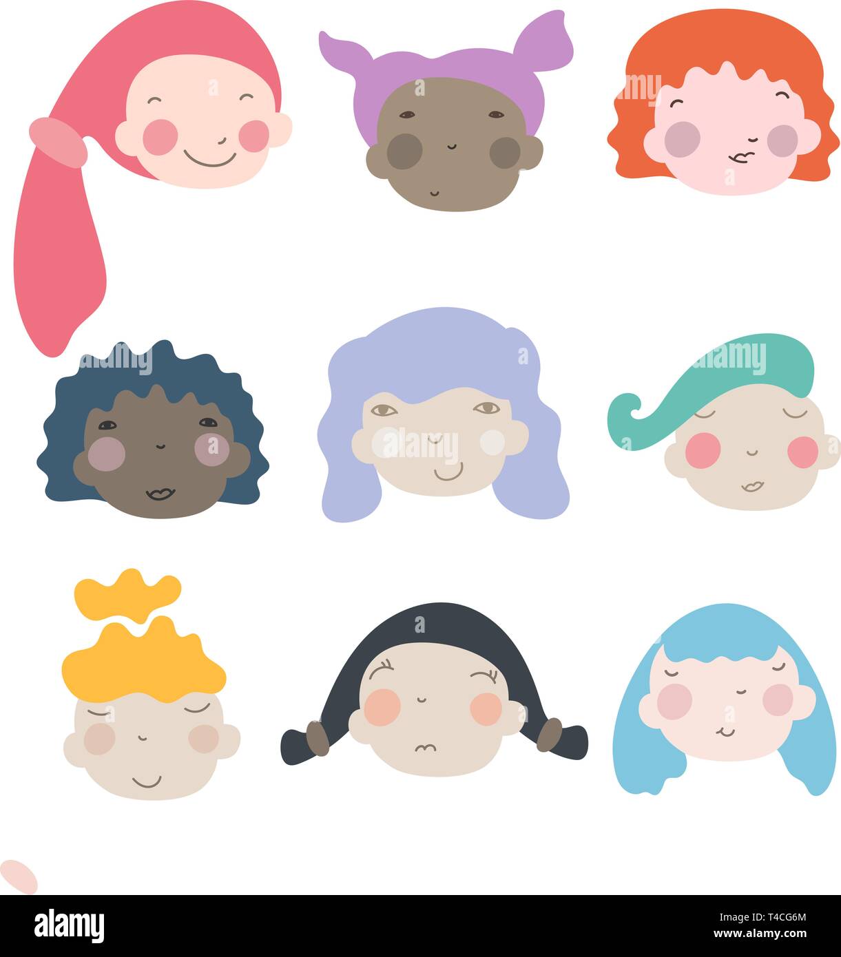 Un gruppo di donne di diversità con diverso colore della pelle Illustrazione Vettoriale