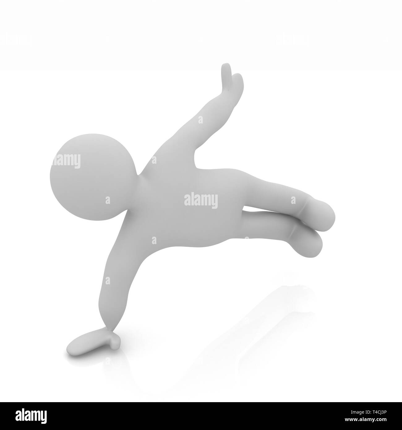 3d uomo isolato su bianco. Serie: esercizi del mattino - rendendo ups push Foto Stock