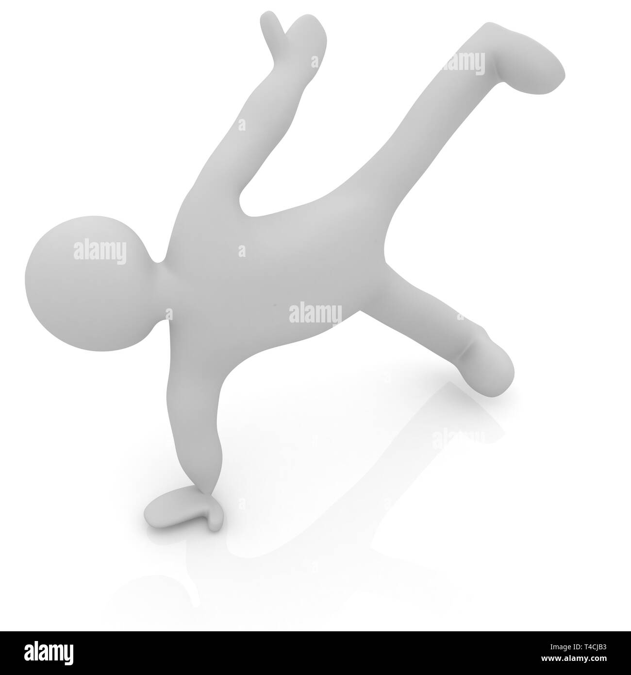 3d uomo isolato su bianco. Serie: esercizi del mattino - rendendo ups push Foto Stock