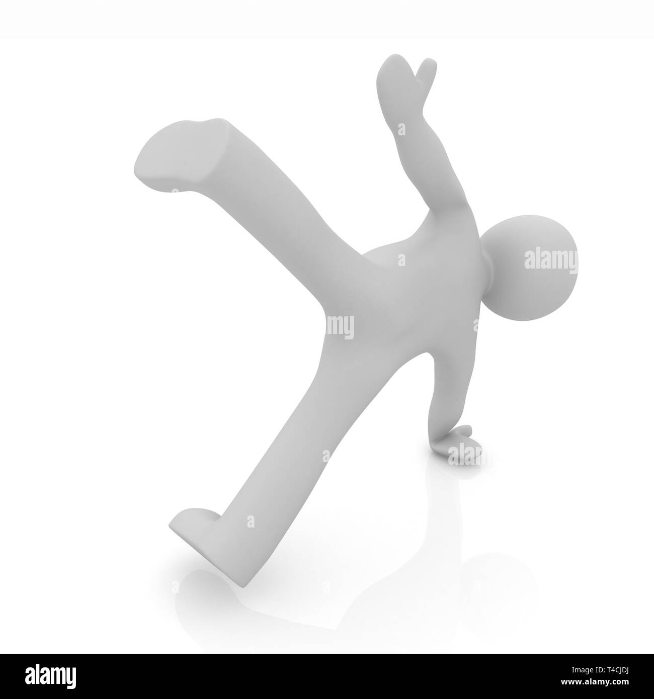 3d uomo isolato su bianco. Serie: esercizi del mattino - rendendo ups push Foto Stock