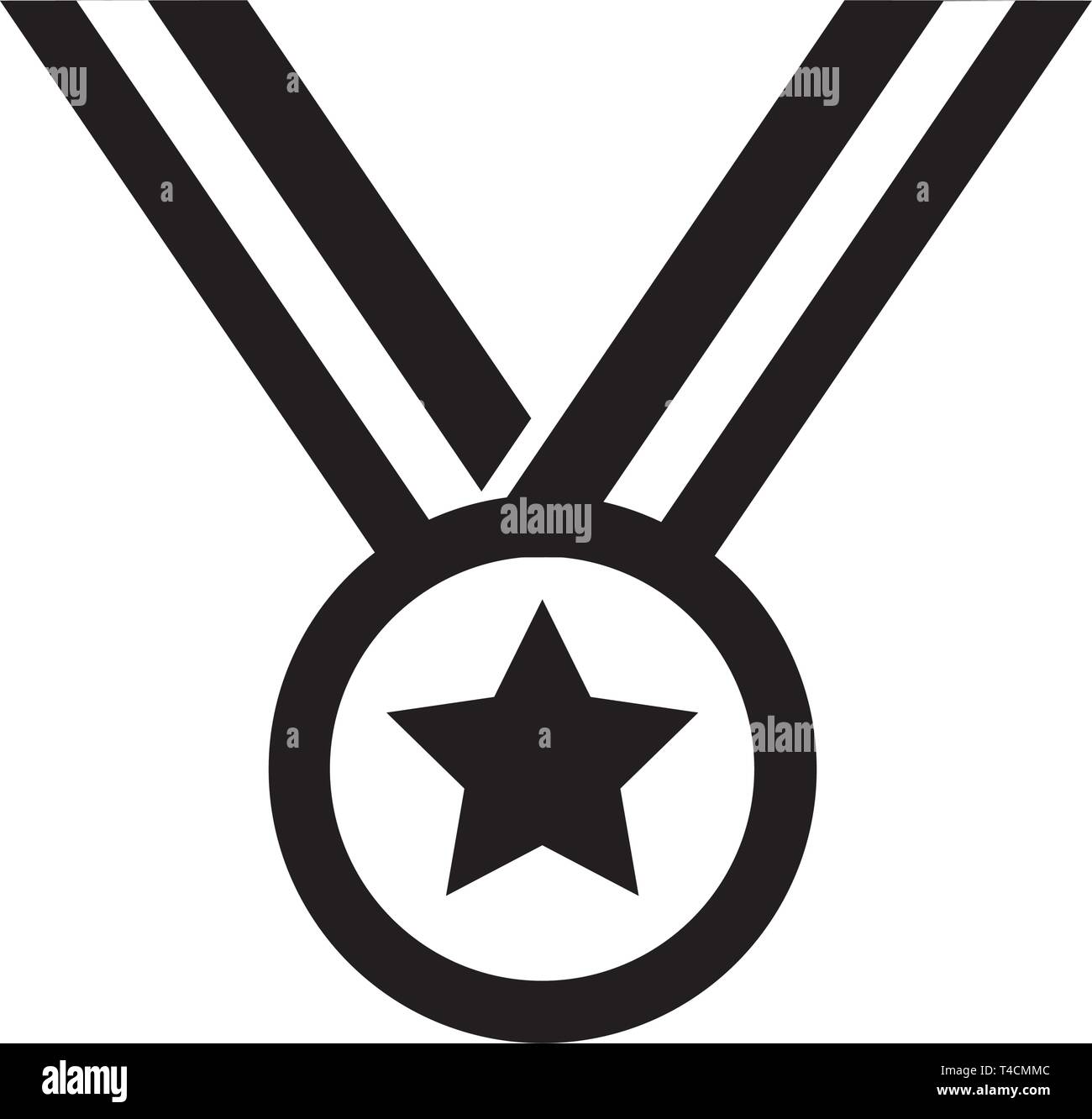 Questo vettore immagine mostra una medaglia icona in stile glyph. Essa è isolata su uno sfondo bianco. Illustrazione Vettoriale