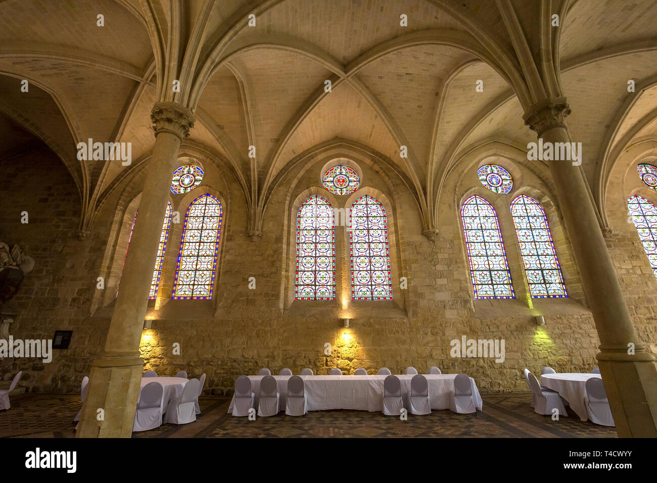 ASNIERES SUR OISE, Francia, 10 settembre 2016 : dettagli architettonici di abbazia di Royaumont, settembre 10, 2016 in Asnieres sur oise, Val d'oise, Francia Foto Stock