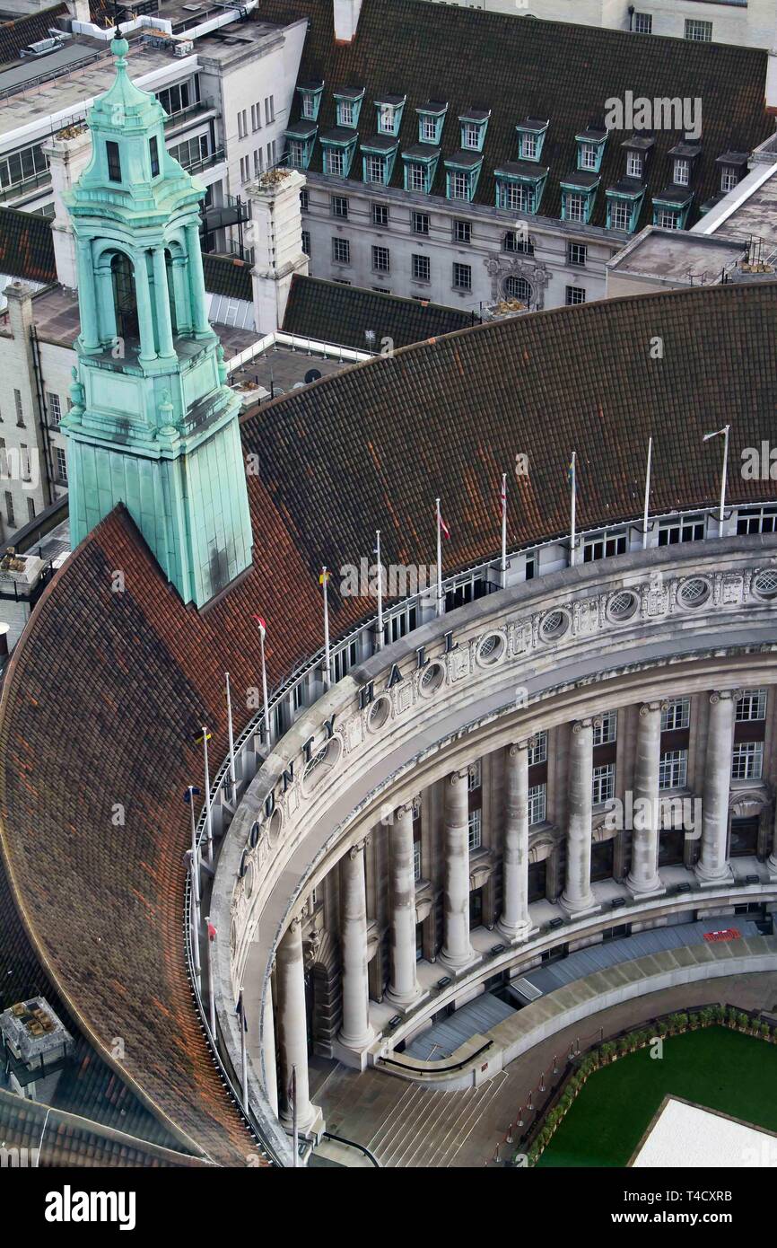 County Hall Londra Inghilterra da sopra sparato dal London Eye UK Foto Stock