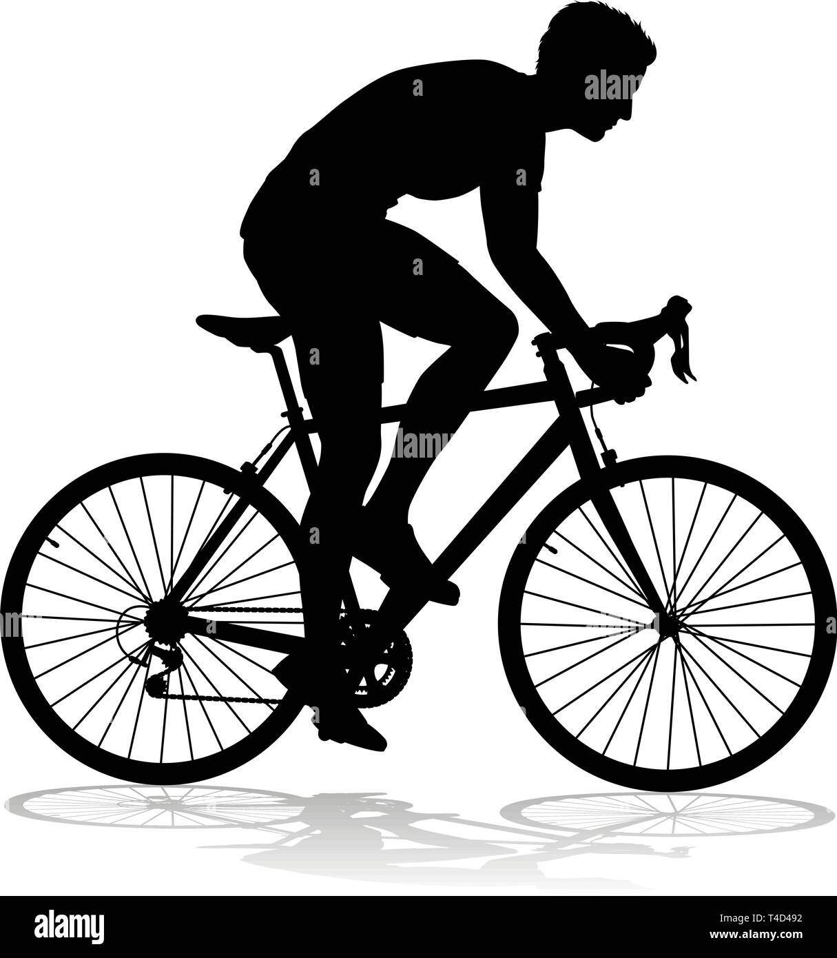 Ciclista bici Bicicletta Equitazione Silhouette Illustrazione Vettoriale