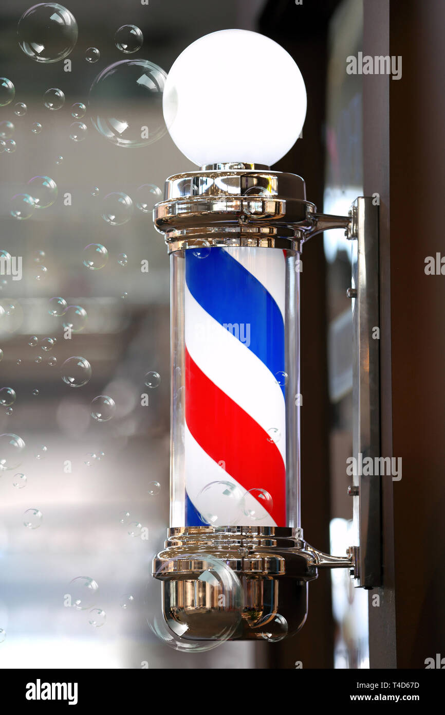 Barber shop polo vintage con bolle di sapone Foto Stock