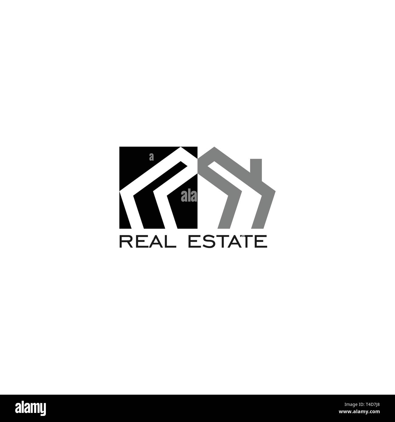 Real estate logo grafico template vettoriale design negativo. Illustrazione Vettoriale
