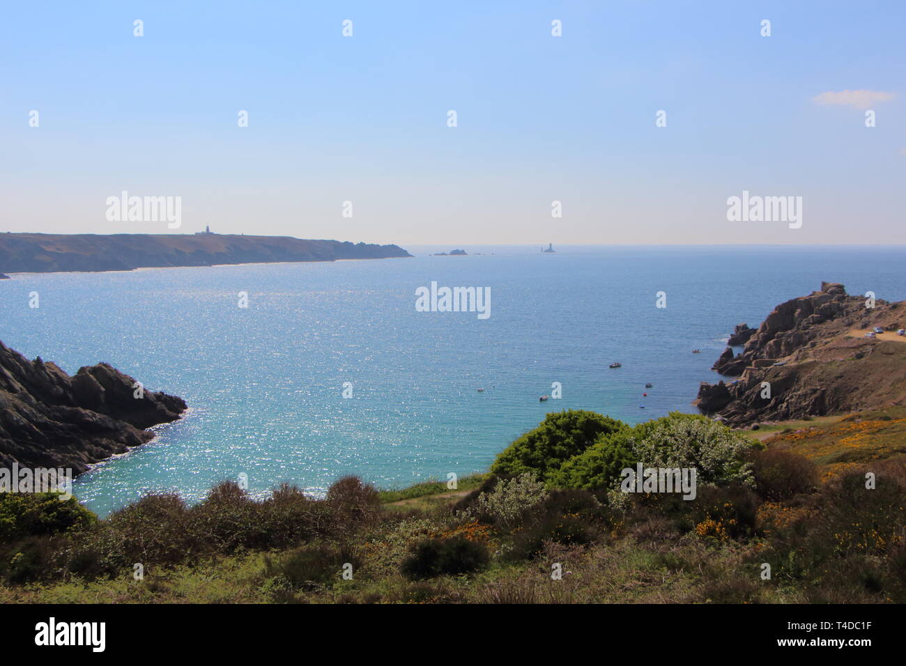 Pointe du Raz in Plogoff e Vorlen Harbour in Cleden Cap Sizun Foto Stock