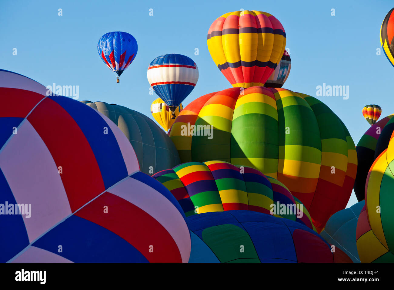 I palloni ad aria calda ascendenti a Albuquerque, Nuovo Messico International Hot Air Balloon Festival. Foto Stock