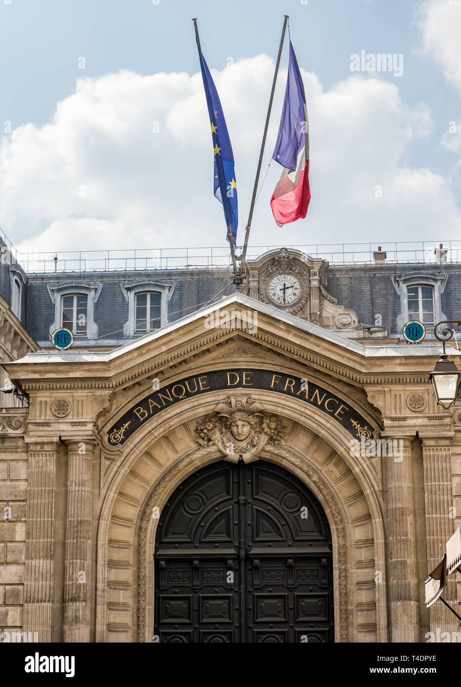 La Banque de France entrata a Parigi Foto Stock