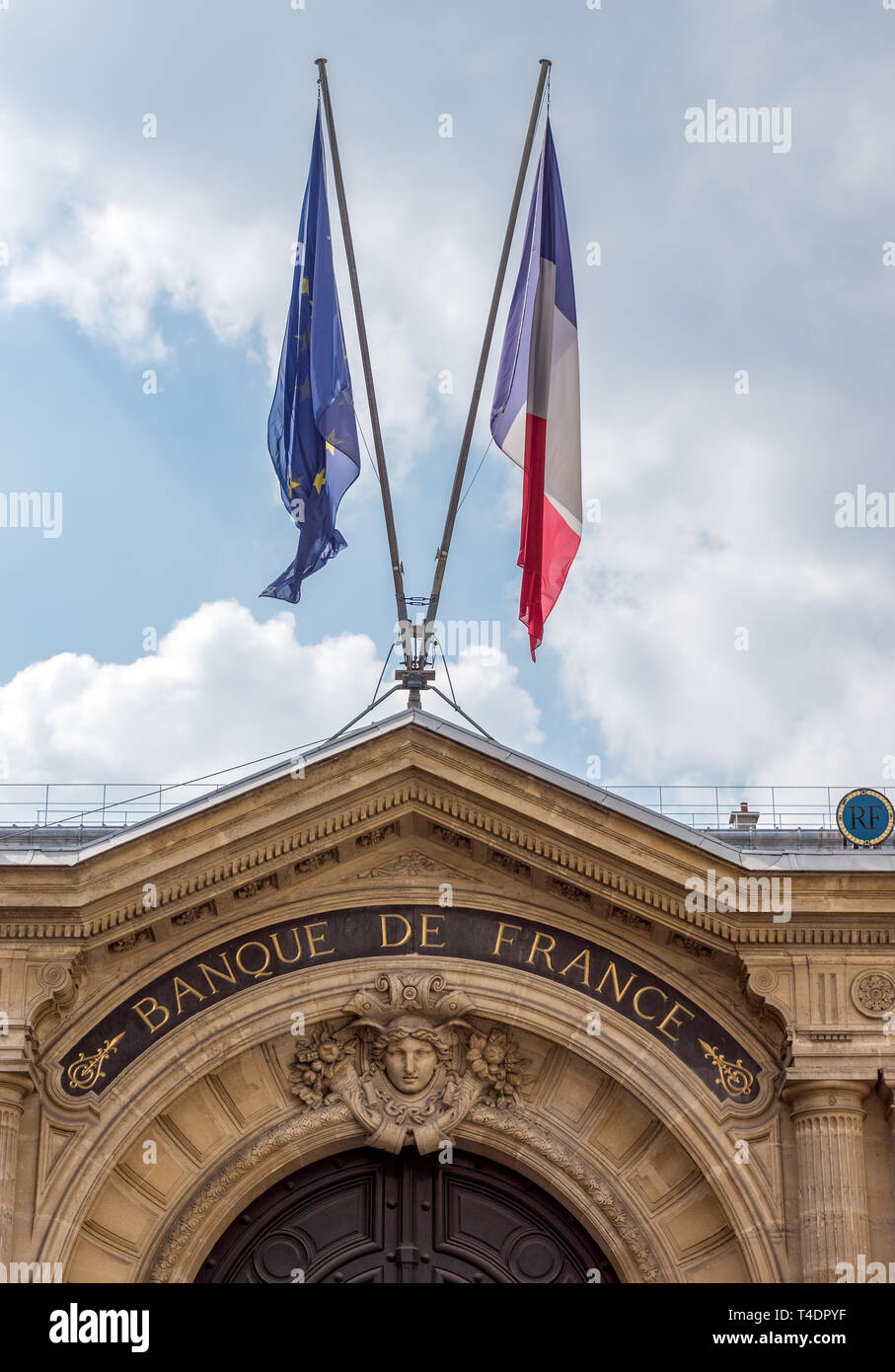 La Banque de France entrata a Parigi Foto Stock