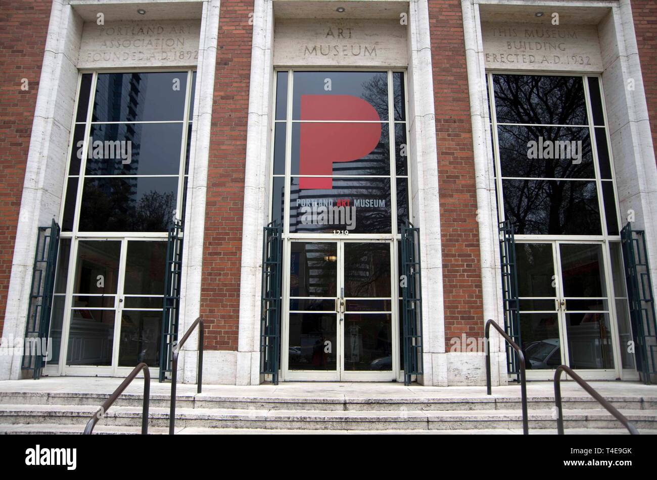 L'ingresso al Portland Art Museum è un accogliente. Foto Stock