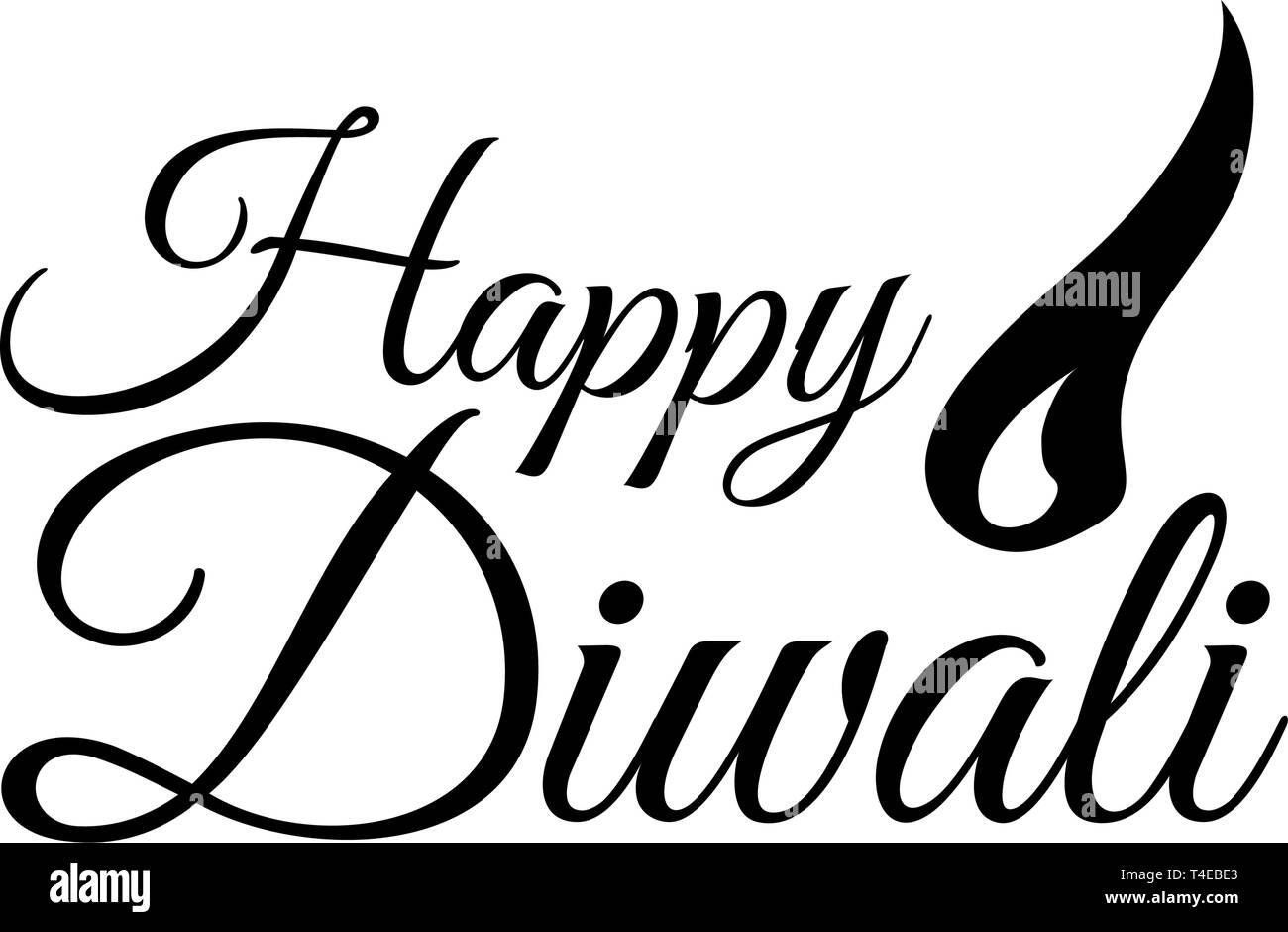 Lettere manoscritte composizione tipo di felice Diwali con fuoco di fiamma. Tipografia poster per Diwali Festival. Illustrazione Vettoriale