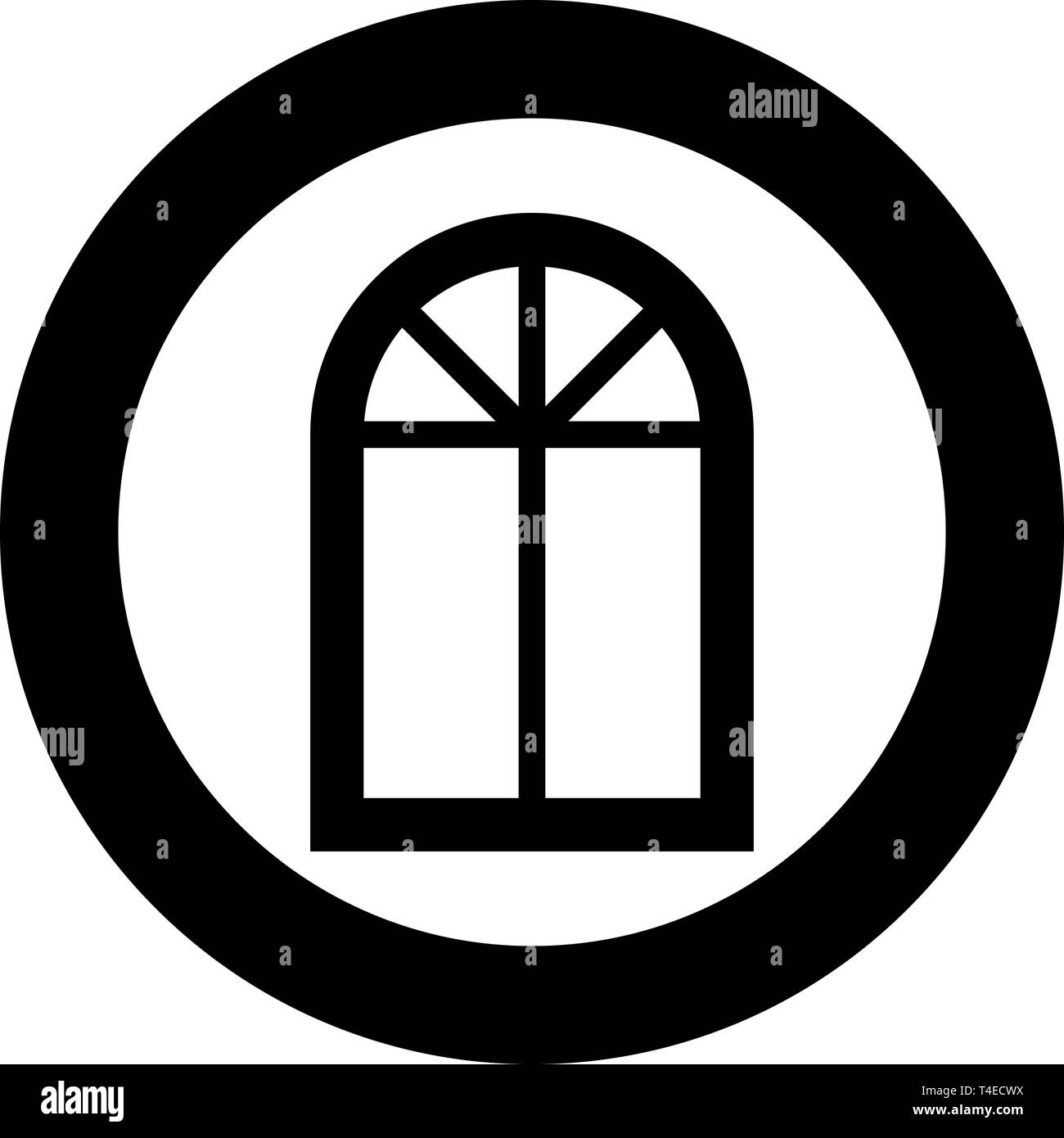 Telaio del finestrino semi-round nella parte superiore della finestra Arco  icona nella cerchia tonda colore nero illustrazione vettoriale stile piatto  semplice immagine Immagine e Vettoriale - Alamy
