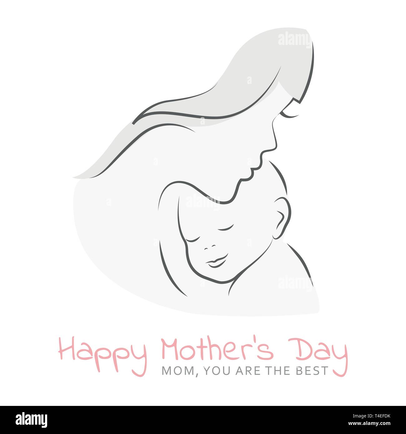 Madre con il suo bambino felice festa della mamma luminose greeting card illustrazione vettoriale EPS10 Illustrazione Vettoriale