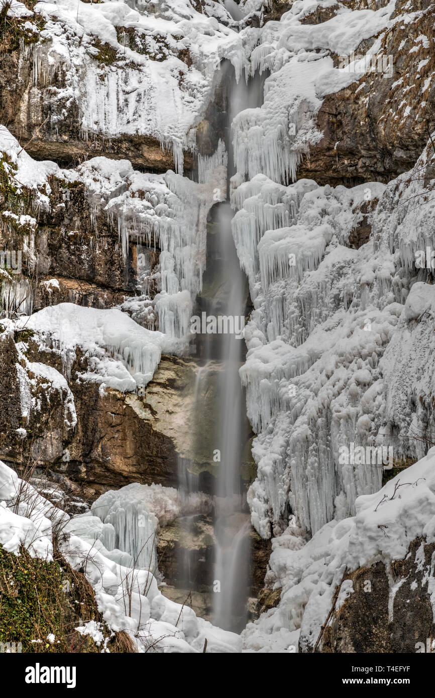 Cascate gelate, Hallstatt, Austria superiore, Austria Foto Stock
