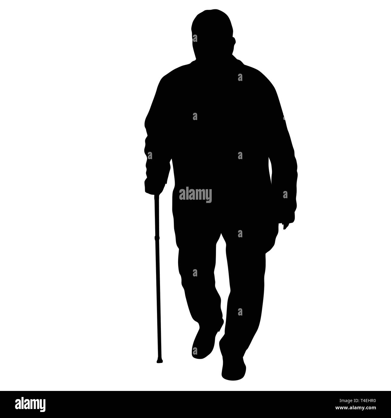 Il vecchio uomo silhouette su sfondo bianco, illustrazione vettoriale Illustrazione Vettoriale