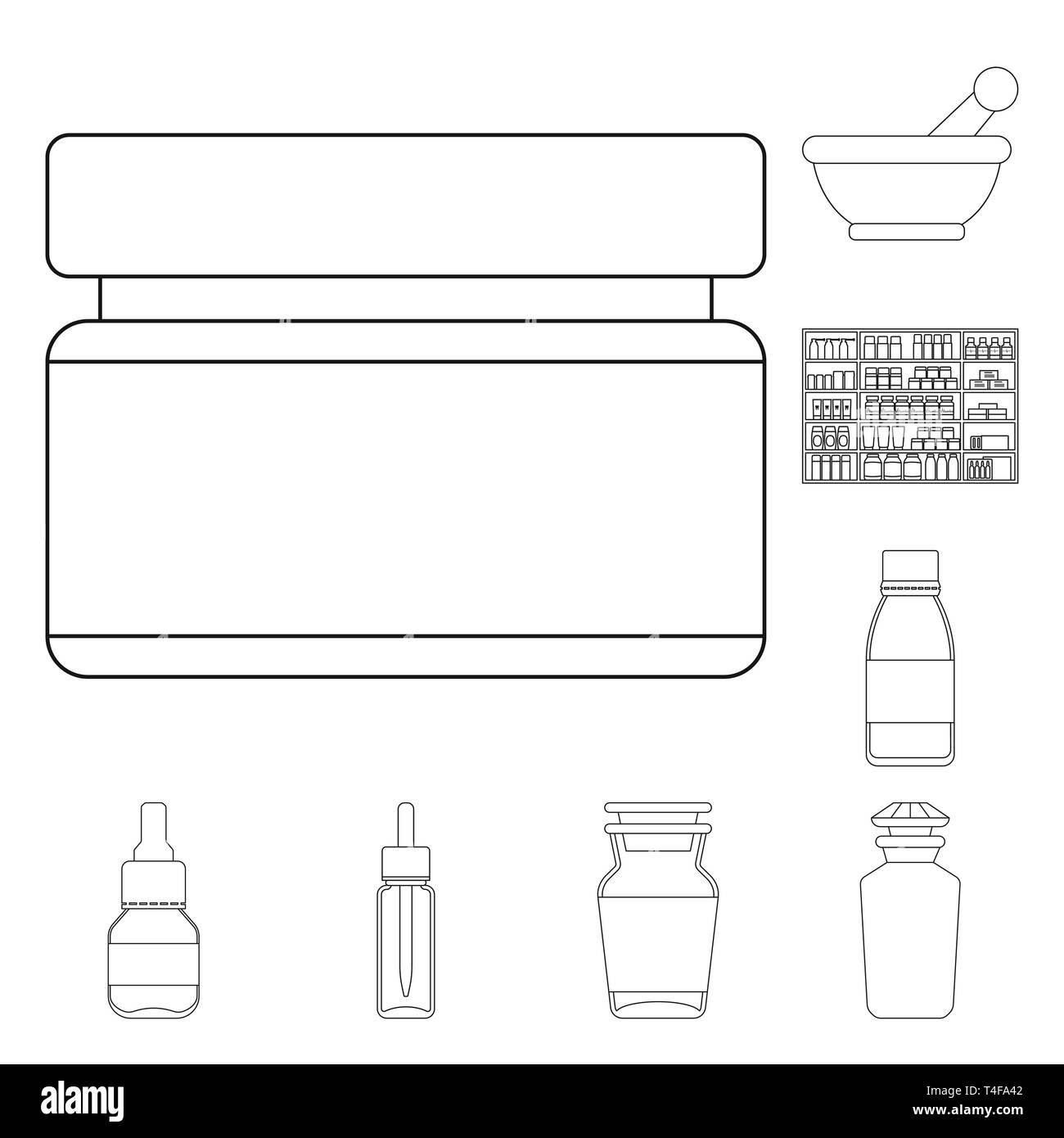 Bottiglia,ciotola,ripiani,fiala,in plastica, pestello,stock,scende,spray, vetro,cap,tradizionale,farmaco,cosmetic,pillola,,naturale contenitore,vitamina,farmacia,ripiano,prescription,prodotto,gel,antibiotico,bevanda,ayurvedico siero,,dropper,farmacia,pharmaceutical,medicina,la salute,ospedale,guida,negozi,healthcare,trattamento,wellness,impostare,vettore,icona,immagine,isolato,raccolta,design,l'elemento,graphic,segno,contorno,linea vettori vettore , Illustrazione Vettoriale