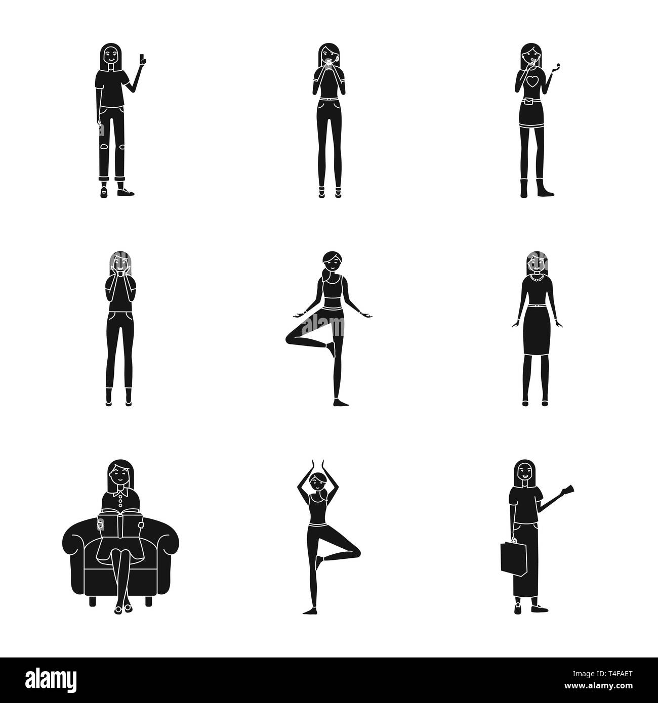 Il design del vettore di emozioni e simbolo femminile. Una raccolta di emozioni e di corpo stock illustrazione vettoriale. Illustrazione Vettoriale