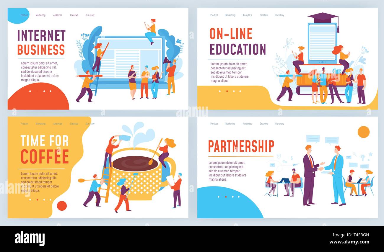 Set di quattro diversi business del vettore concept design delle diapositive Illustrazione Vettoriale