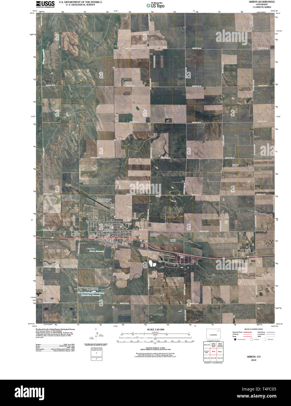 USGS TOPO Map Colorado CO Akron 20100917 TM il restauro Foto Stock