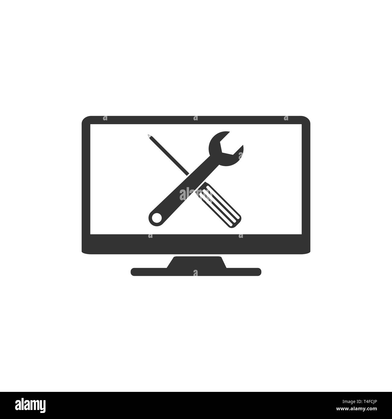 Illustrazione Vettoriale, design piatto. Il servizio di riparazione icona computer Illustrazione Vettoriale