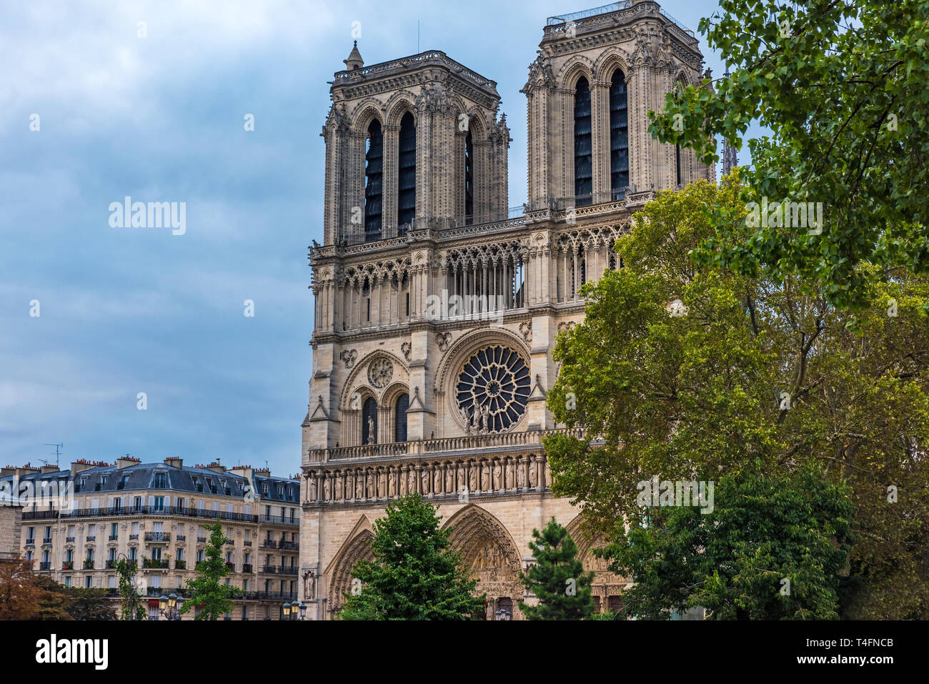 Cattedrale di Notre Dame de Paris , Parigi, Francia al mattino Foto Stock