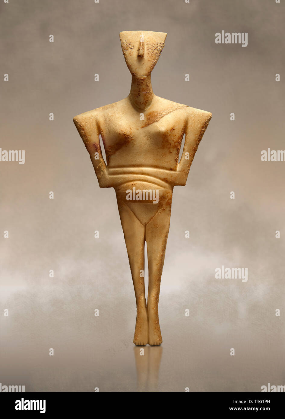 Il neolitico in marmo Statuetta femminile grave offerta di inizio delle Cicladi periodo II dal Chalandriani, di Syros. 2800-2300BC. Archeologico di Atene Foto Stock