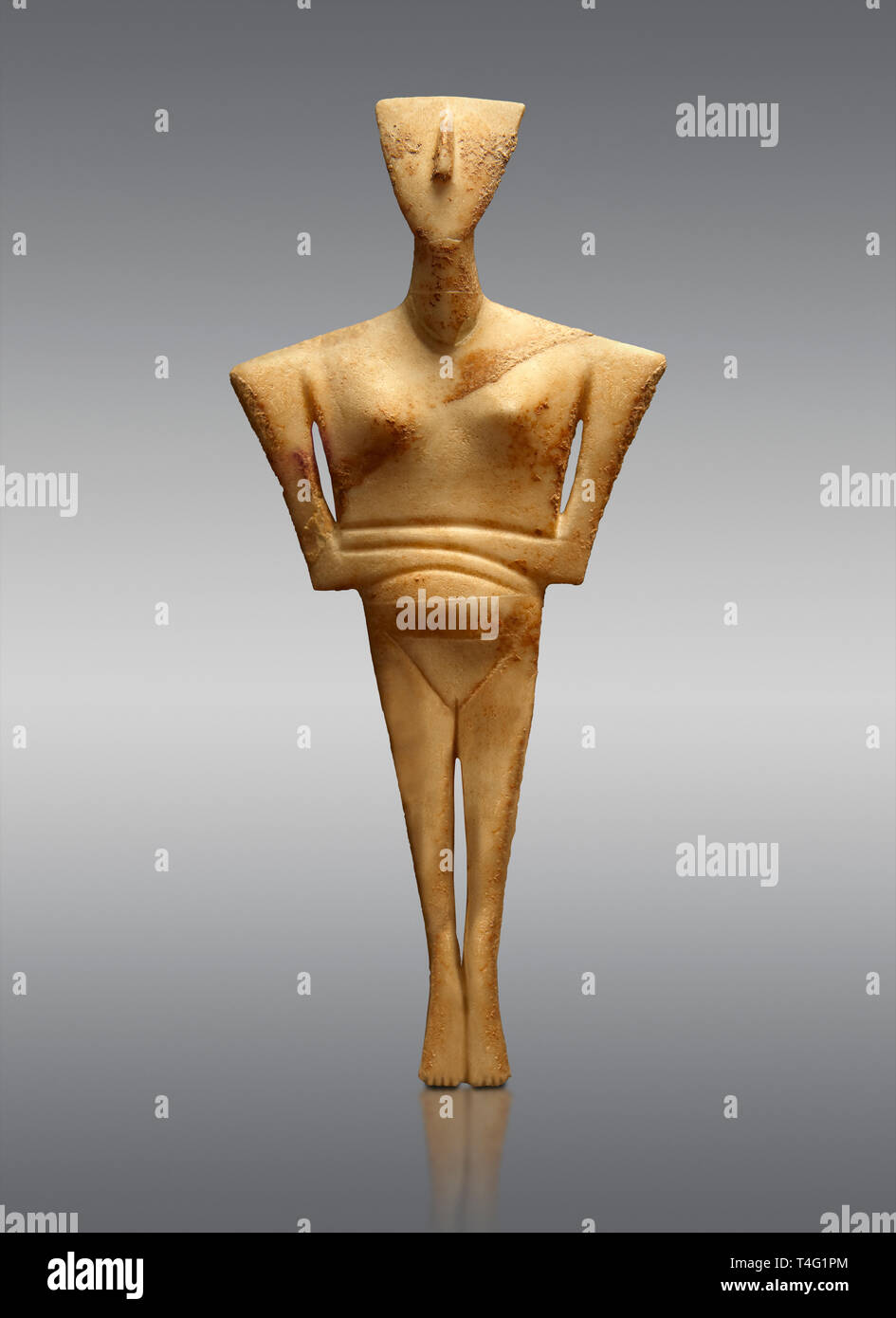 Il neolitico in marmo Statuetta femminile grave offerta di inizio delle Cicladi periodo II dal Chalandriani, di Syros. 2800-2300BC. Archeologico di Atene Foto Stock