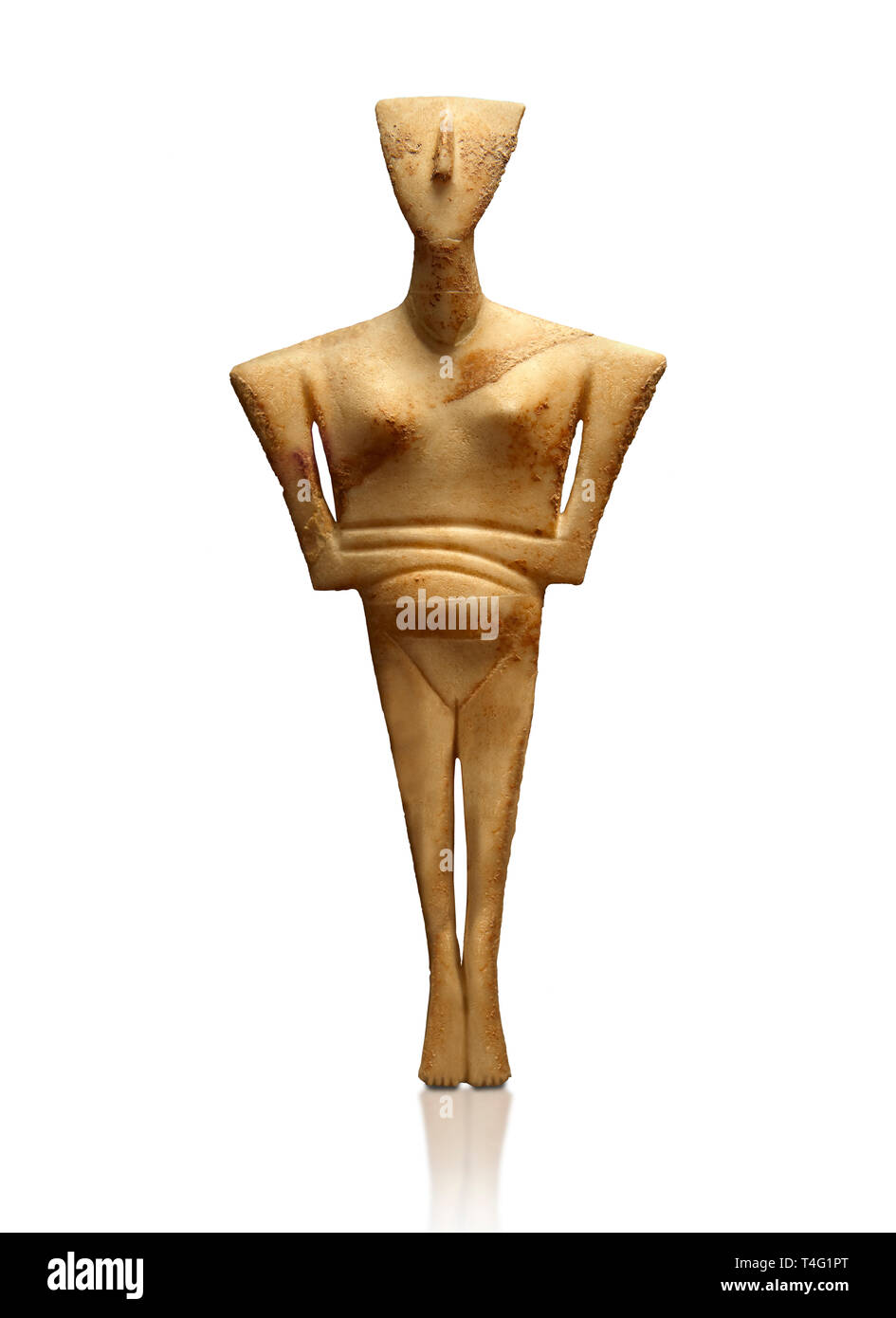 Il neolitico in marmo Statuetta femminile grave offerta di inizio delle Cicladi periodo II dal Chalandriani, di Syros. 2800-2300BC. Archeologico di Atene Foto Stock