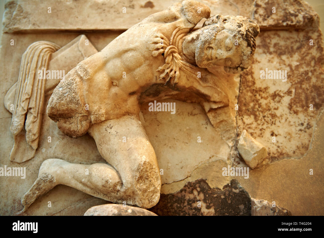 Ercole dal metope di hte Tesoro degli Atenesi, Delphi Museo Archeologico Foto Stock