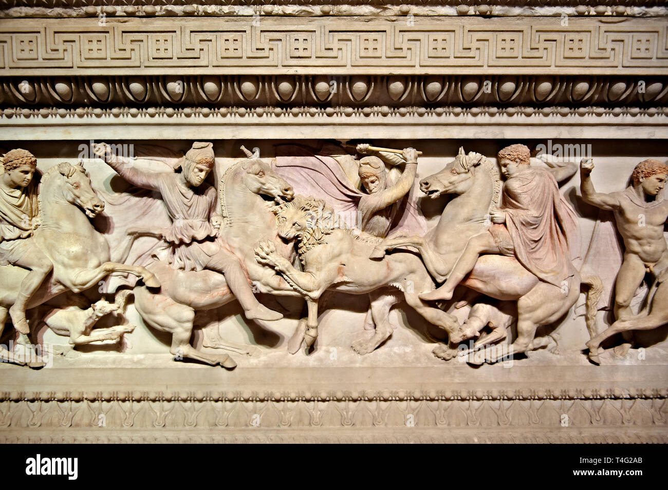 La Cerva E Il Leone Versione Greco Rilievo greco scultura di un leone hunt su Alessandro il Grande