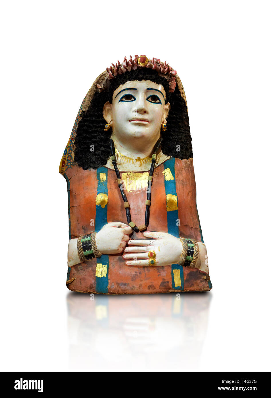 Inizio mummia romana maschera di una donna in Egitto i secolo a.c. . Il Neues Museum di Berlino Cat No: AM 34434. Foto Stock