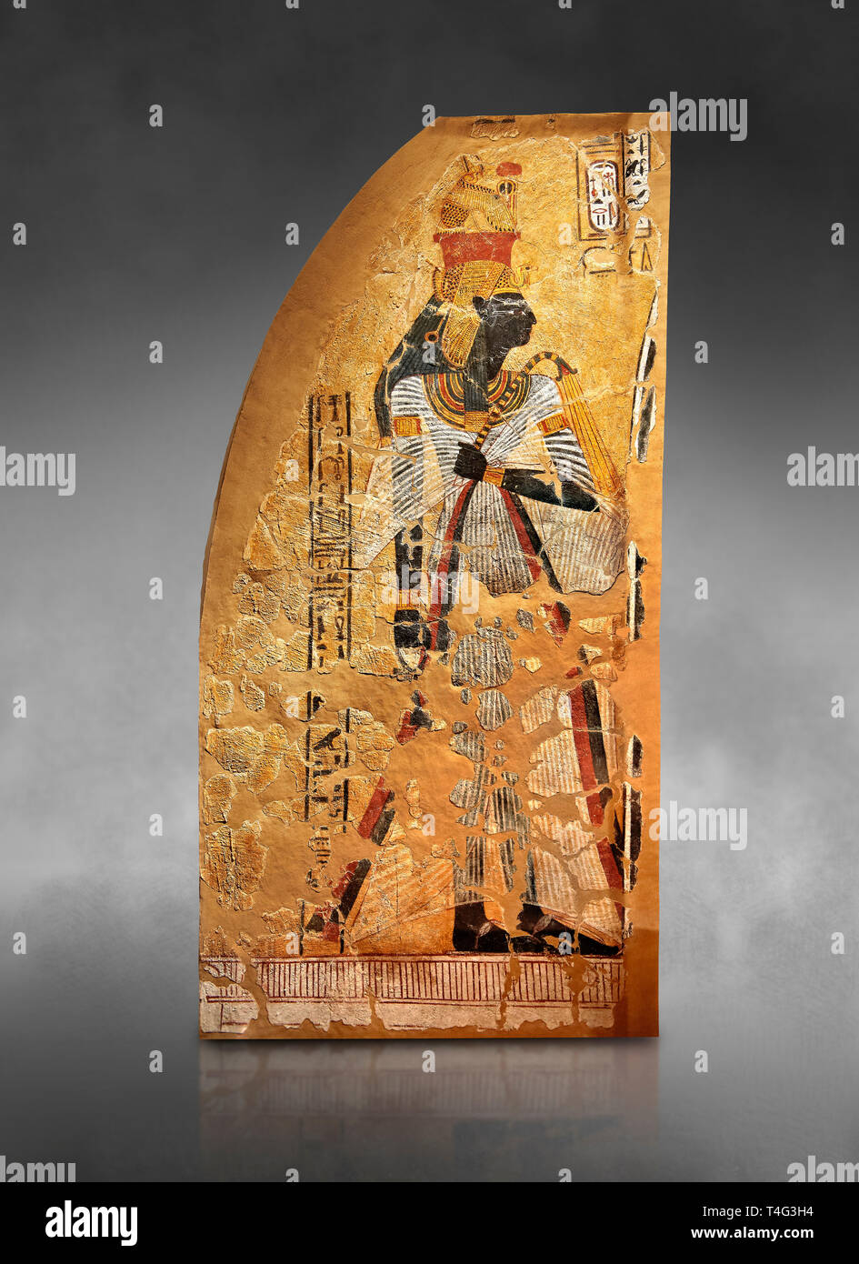 Pittura egiziana su stucchi del insultato la regina Ahmose-Nofretari. 11152-1145BC, Tebe, Grab nr 359. Neues Reiche Museum di Berlino. Cat non AM2060 Foto Stock