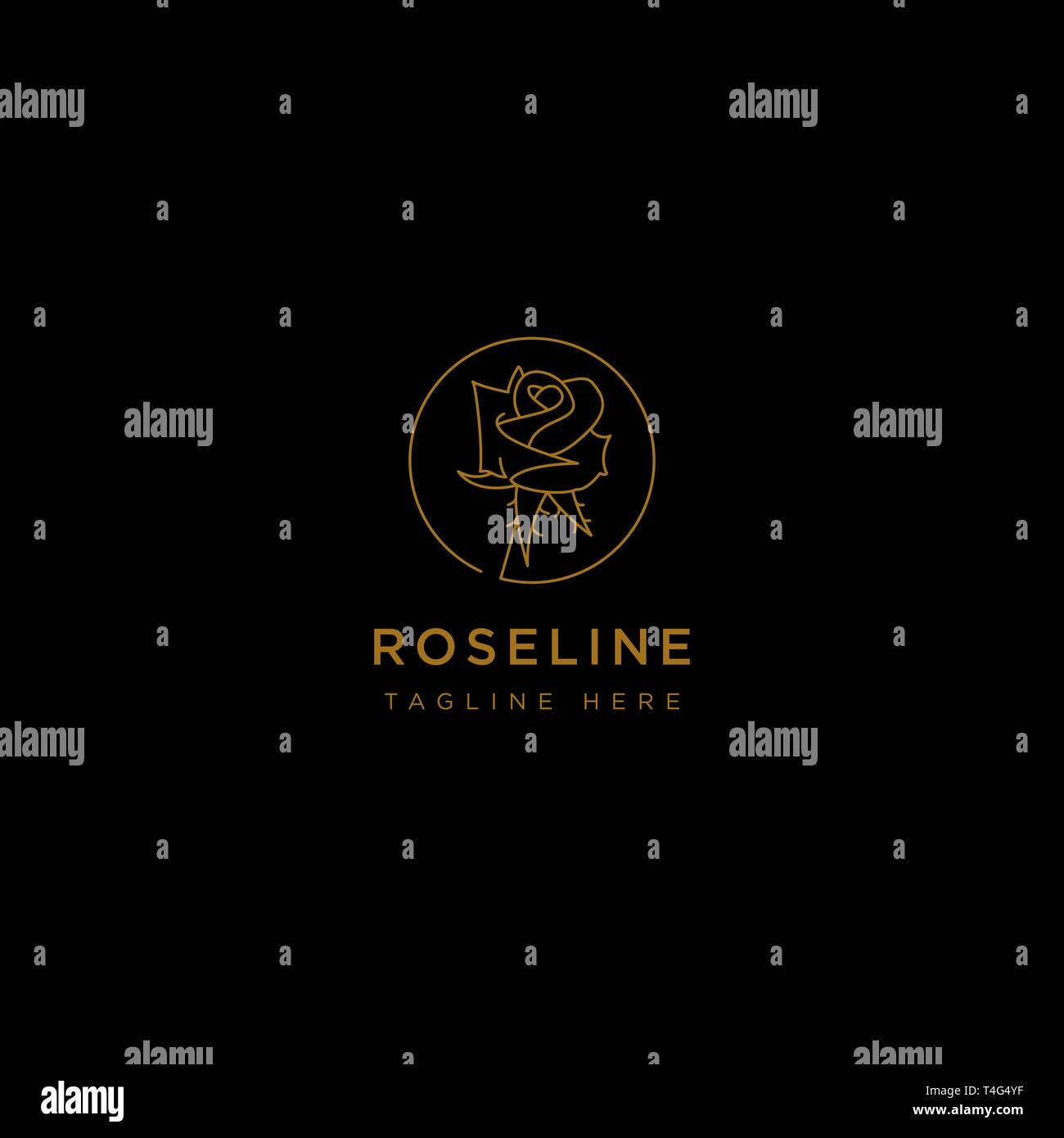 Flower floral linea premium di bellezza semplice logo template vettoriale elemento icona Illustrazione Vettoriale