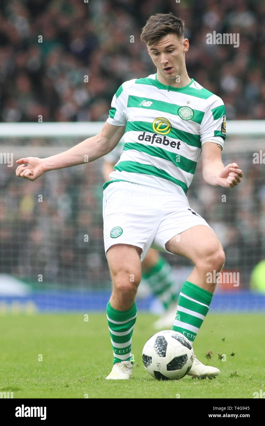 Glasgow, Scozia - aprile 14. Kieran Tierney di Celtic durante la William Hill Coppa Scozzese semi finale tra Celtic e Aberdeen Foto Stock