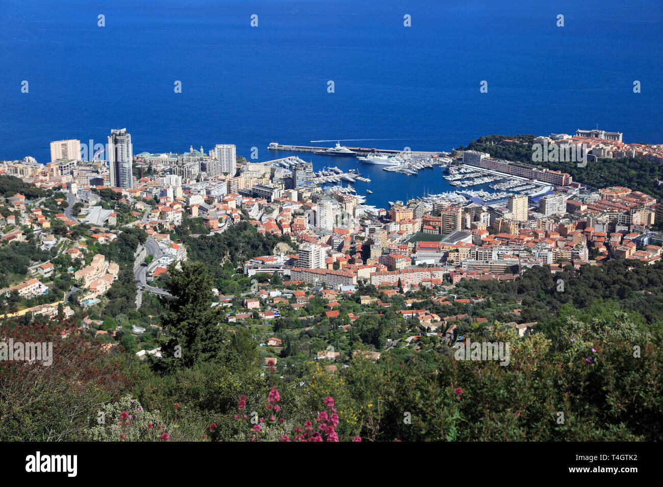 Il Principato di Monaco, Porto Ercole , La Condamine, Monte Carlo, Le Rocher (The Rock), Cote d'Azur, Mediterraneo, Europa Foto Stock