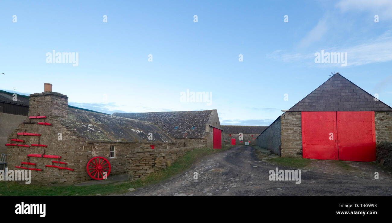 Azienda agricola tradizionale steading, Orkney Isles Foto Stock