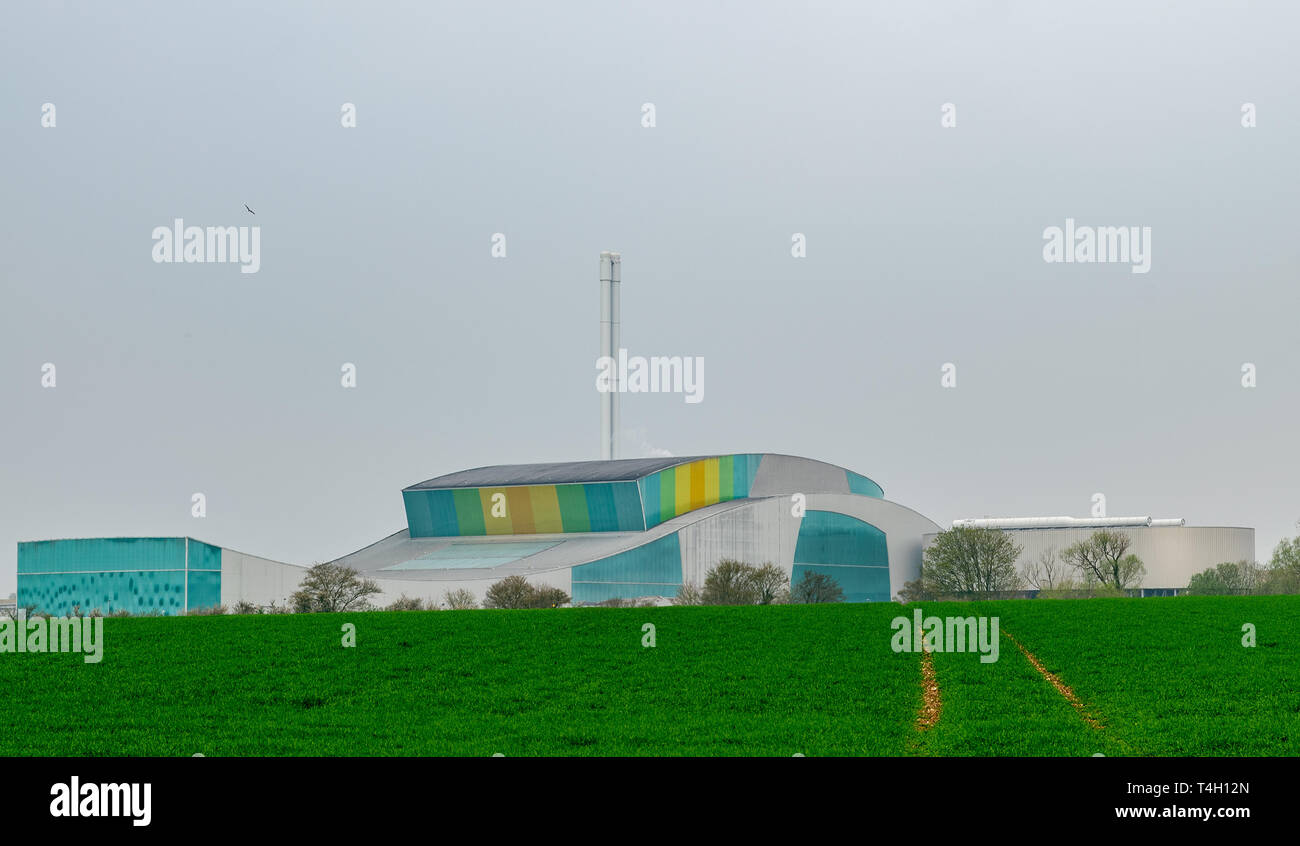 Il centro di riciclaggio a Ardley, Oxfordshire vicino alla M40. Un business di proprietà di Viridor per trattare rifiuti e creare energia Foto Stock