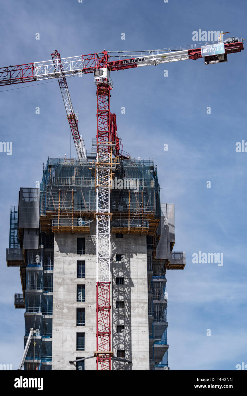 Dettaglio della costruzione di un nuovo blocco di ufficio Foto Stock