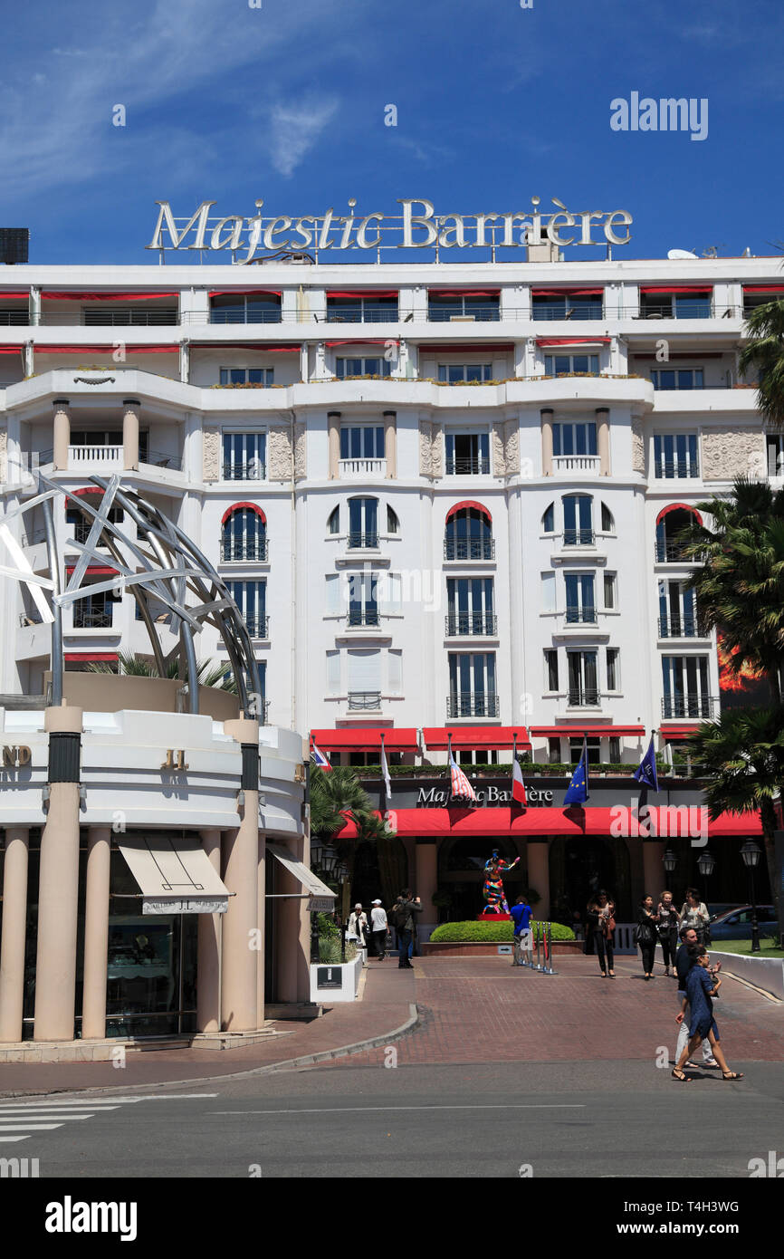 Majestic Barrière Hotel, Cannes, Cote d'Azur, Riviera Francese, Alpes Maritimes Provence, Francia Foto Stock