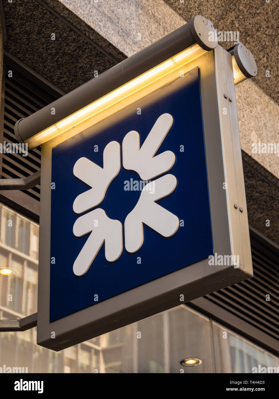 Royal Bank of Scotland segno, Royal Bank of Scotland, Victoria St, Westminster, London, England, Regno Unito, GB. Foto Stock