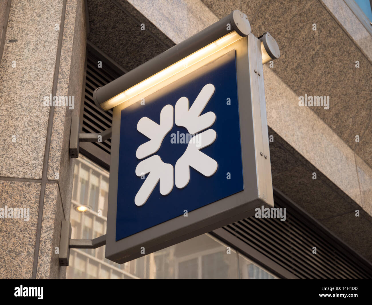 Royal Bank of Scotland segno, Royal Bank of Scotland, Victoria St, Westminster, London, England, Regno Unito, GB. Foto Stock