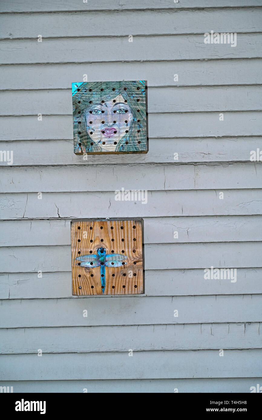 In legno dipinto bug insetto house home arte, Foto Stock