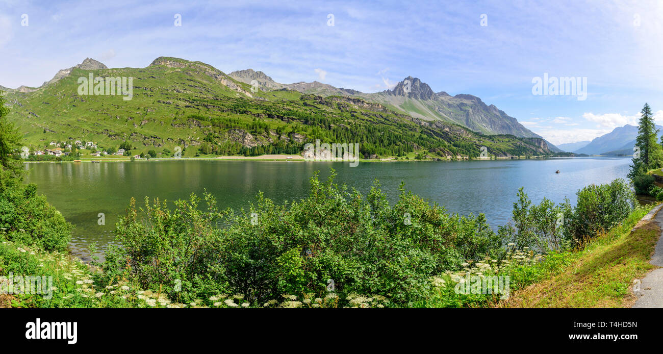 Impressionante paesaggio presso il lago Silser vicino a San Moritz in Engadina Foto Stock