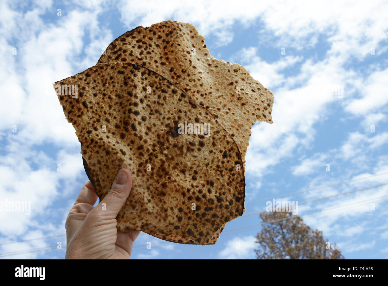 Matzo Shmurah fatto di grano che è stata sotto sorveglianza speciale - Pasqua Ebraica Foto Stock