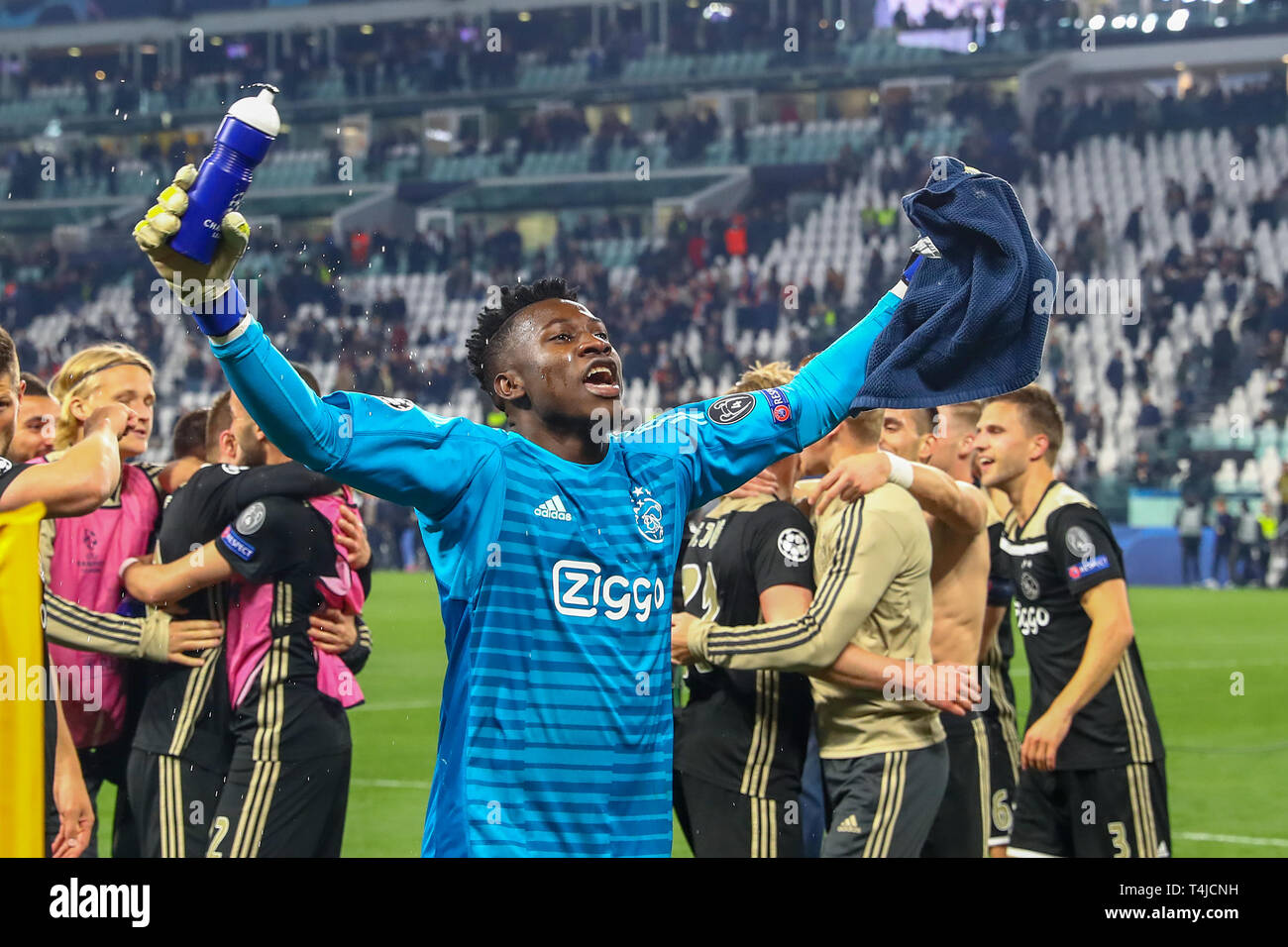 Il 16 aprile 2019 Torino, Italia partite di Champions League 2018-2019: Juventus v Ajax portiere Andre Onana di Ajax Foto Stock