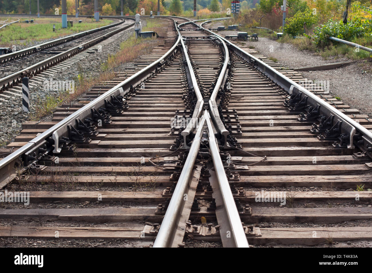 Interruttore ferroviarie al nodo ferroviario Foto Stock